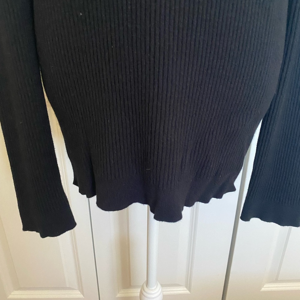 Tory Burch Black Ribbed Cashmere Blend Sweater Size XL - Picture 5 of 13